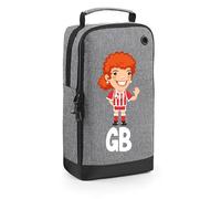 Football Boot Bags for Girls with Free Kit and Initials - Durable and Personalised Sports Bag - Girls Ginger Stripes Grey