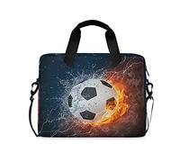 Football Boys 14 inch Laptop Bags 3D Soccer Blue Fire Kids 10 Tablet Case Sleeve Handbags for Secondary School Men 15.6 Computers Bag Briefcase