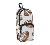 Football Brown Helmet Pattern Pencil Case, Big Capacity Pen Bag with Compartment Students Schoolbag Shape Stationery Organizer Pencil Pouch Marker Case for School Office Work