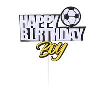 Football Cake Topper, PT Haahoos Happy Birthday Boy Football Cupcake Toppers Soccer Theme Cake Decorations for Boys Men Football Themed Birthday Party Supplies