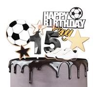 Football Cake Toppers & 15th Birthday Candles for Boy 15th Birthday - Number 15 Candles for Birthday Cake & Football Theme Birthday Party Cake Toppers Decorations for Boy Age 15