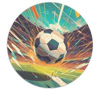 Football Calm And Clever 1000pc Round Puzzle Featuring, A Treat for Puzzle Enthusiasts, Great for Book Nooks 1000pcs (67.5x67.5cm)