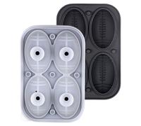 Football Candy Mould - Four Cavities Three Dimensional Kitchen Mould | Silicone Cupcake Decoration Mould - for Whisky Cocktails Coffee Water Cake Chocolate Sweets Fondant Ice Ball Fridge