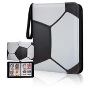 Football Card Binder 4 Pocket, Waterproof PU Leather Football Card Holder, 50 Pages 400 Pocket Zip Trading Card Folder Album
