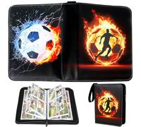 Football Card Binder 4-Pocket,Waterproof PU Trading Cards with 50 Pages 400 Pockets, Football Card Holder,Zipper Carrying Football Card Folder for Sports Collectors,Fans & Traders