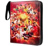 Football Card Binder, Football Card Holder, Sticker Album | PU Leather, 4 Pockets, Total 50 Page 400 Card Capacity, Foot-ball Binder for Fans Card Collector