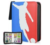 Football Card Holder, 400 Pockets Football Card Binder Trading Cards Album with Handle Strap, Waterproof Game Card Storage Folder Soccer Binder - 50 Pages, 8 Pockets Each Sheet (Double Sided)