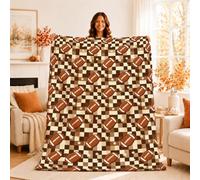 Football Checkerboard Sports Pattern Autumn Throw Blanket 50x60 Inch
