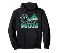 Football Cheer Mom Green White Black Pom Leopard Pullover Hoodie