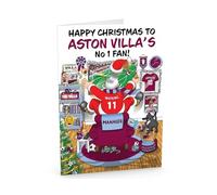 Football Christmas Card for Aston Villa Fans - Santa Jumping Out of Chair to Support Team - Funny Rear of Card Showing Rudolph Supporting Rival Club - Large A5 - Made in UK