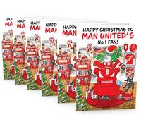 Football Christmas Card for Man Utd Fans - Pack of 6 Cards - Santa Jumping Out of Chair to Support Team - Funny Rear of Card Showing Rudolph Supporting Rival Club - Large A5 - Made in UK