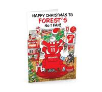 Football Christmas Card for Notts Forest Fans - Santa Jumping Out of Chair to Support Team - Funny Rear of Card Showing Rudolph Supporting Rival Club - Large A5 - Made in UK