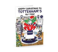 Football Christmas Card for Tottenham City Fans - Santa Jumping Out of Chair to Support Team - Funny Rear of Card Showing Rudolph Supporting Rival Club - Large A5 - Made in UK