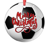 Football Christmas Ornaments Sport Christmas Decorations For Tree Football Lover Gift Ceramic Round Personalized Christmas Ornaments 2022 Keepsake Christmas Decor Holiday, 3 Inch