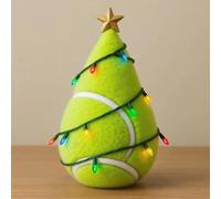 Football Christmas Tree Decor,Lighted Fun Ball Decorations with Color Changing Lights & Star Topper, Mini Sports Theme Christmas Trees Decorative Hanging Ornaments, Unique Gifts for Fans (Tennis)