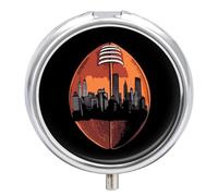 Football City Skyline Pill Box 3 Compartment Small Portable Medicine Case Pill Organizer for Pocket Purse