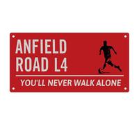 Football Club Sign for Liverpool, Football Metal Sign Liverpool Gifts for Men Boy, Tin Sign Metal Poster Wall Decor Sign Liverpool Football Club Chant - Anfield Road L4 You'll Never Walk Alone (Red)