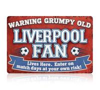 Football Club Sign for Liverpool, Metal Sign Liverpool Gifts for Men Boys, Tin Sign Metal Poster Wall Art Liverpool Football Club Chant - Warning Grumpy Old Liverpool Fan Lives Here