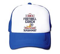 Football Coach Gift, I Am a Football Coach What's Your Superpower?, Best Coach Gift, Adjustable Mesh Cap, Baseball Cap, Hat. (Royal Blue)