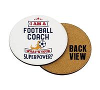 Football Coach Gift, I Am a Football Coach What's Your Superpower?, Best Coach Gift, Tableware, Coffee, Tea, Drink Coaster. (Round Shaped Coaster)