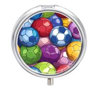 Football Colorful Socer Ball Pill Box 3 Compartment Small Portable Medicine Case Pill Organizer for Pocket Purse