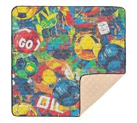 Football Colorful Sports Large Stylish Baby Playmat for Indoor Outdoor Water Resistant Baby Crawling Mat for Babies Infants Toddlers, 50'' x 50''