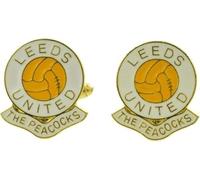 Football Coloured Enamel Cufflinks Leeds
