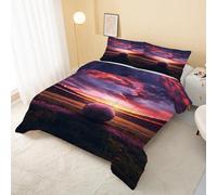 Football Coverless Duvet Single 7.5 Tog, Sunset Soft Hypoallergenic Quilt for Kids Boys Girls, Purple Blue Lightweight Comforter Set for All Seasons, Easy Care Bedding Single Bed Size R&132