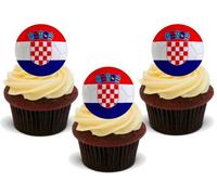 Football Croatia - 12 Edible Stand Up Premium Wafer Card Cake Toppers Decorations