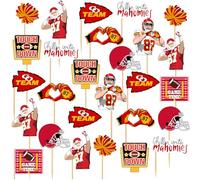 Football Cupcake Toppers Party Decorations, 2026 Super Football Cake Toppers American Football Cupcake Toppers for Football Go Team Party Cake Decorations