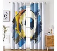 Football Curtains for Bedroom, Graffiti Ball Soccer Blackout Curtains for Living Room, 84 Drop Eyelet Window Treatments Home Decor 52 X 84 Inch (W X L), 2 Panels X&-20