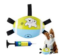 Football Dog Toy - PU Leather Bite Game Interactive Strap Ball Durable Sport Play Accessory | Exercise Tool for Gum Health Running Garden Yard Pa