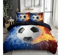 Football Double Duvet Cover Ice And Fire Bedding Soft Cosy 3 Piece 110gsm Microfibre Quilt Cover and 2xPillow Case 50x75 cm with Zipper Closure for BedroomY3106