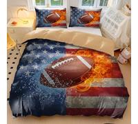 Football Duvet Cover Deep Blue Galaxy American Football Bedding Set, Dynamic Sports Bedding Single Double for Kids Teens Bedroom Decor (style4,King 240x220cm+65x65cm*2)