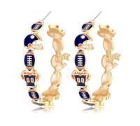 Football Earrings for Women Helmet Jersey Hoop Earrings Game Day Earrings Football Sport Team Hoop Earrings Red Blue Spirit Field Day Accessories Outfits Football Mom Gifts, Zinc, No Gemstone