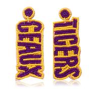 Football Earrings Game Day Sports Dangle Earrings Football Team Mom T A U G Letter Beaded Earring Jewelry Accessories Football Party Favors, L, beaded, No Gemstone