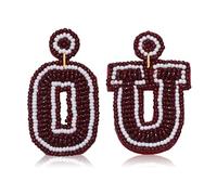 Football Earrings Game Day Sports Dangle Earrings Football Team Mom T A U G Letter Beaded Earring Jewelry Accessories Football Party Favors, L, beaded, No Gemstone