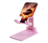 Football Exploding Fireball Folding Cell Phone Stand for Desk Adjustable Height Portable Cellphone Cradle for Office