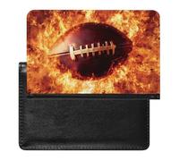 Football Exploding Fireball Passport Holder Cover Slim Wallet with ID Card Slot Case Protector for Women Men