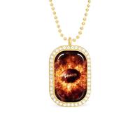 Football Exploding Fireball White Shiny Diamond Necklace Square Pendant for Women Jewelry Gift