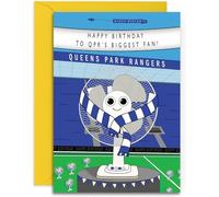 Football Fan Birthday Card - QPR Fan - A5 Sized Card (148mm x 210mm) with Yellow Envelope. Designed and Printed in the UK