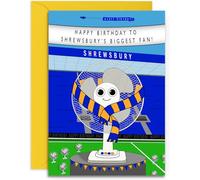 Football Fan Birthday Card - Shrewsbury Fan - A5 Sized Card (148mm x 210mm) with Yellow Envelope. Designed and Printed in the UK