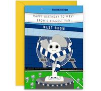 Football Fan Birthday Card - West Brom Fan - A5 Sized Card (148mm x 210mm) with Yellow Envelope. Designed and Printed in the UK