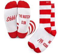 Football Fan Lounge Socks - Great Gift For Football Fans - 'Shhh! The Match Is On' (Red/White)