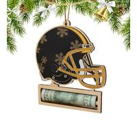 Football Fan Money Holder Ornament | Wooden Helmet Home Decor,Christmas Handcrafted Money Holders | for Birthday Thanksgiving Holiday New Year Kids Adults Family Friends Party