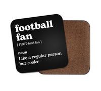 Football Fan Square Coaster - Footballer Sport Fan Dictionary Regular But Cooler Definition Funny Joke Hobby Men Women Kitchen Drink #82601