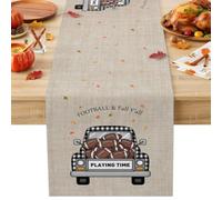 Football Farm Truck Black White Plaid Table Runner 72 Inches Long,Table Runners Kitchen Dining Tables Decoration for Home Party Decor, Fall Leaf Retro Linen Tables Runner Wedding Dresser Scarf