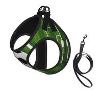 Football Field Print Adjustable Harness Leash Set For Cats And Dogs, Soft Breathable Kitten Puppy Mesh Vest With Reflective Design, Escape-Proof Lead For Small Pets Walking Training