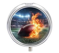 Football Fire Pill Box 3 Compartment Small Portable Medicine Case Pill Organizer for Pocket Purse