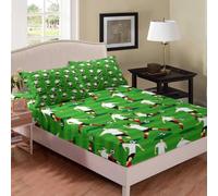Football Fitted Sheet Single Bed Green Athletes 3D Fitted Sheets Deep Pocket 12 inch 30 cm Bottom Sheet Ultra Soft Microfibre Bedding Set with 2 Pillowcases a.6091